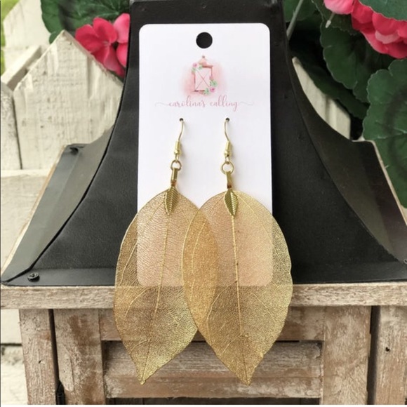 Natural Leaf Necklace or Earrings Multiple Colors - Picture 6 of 8